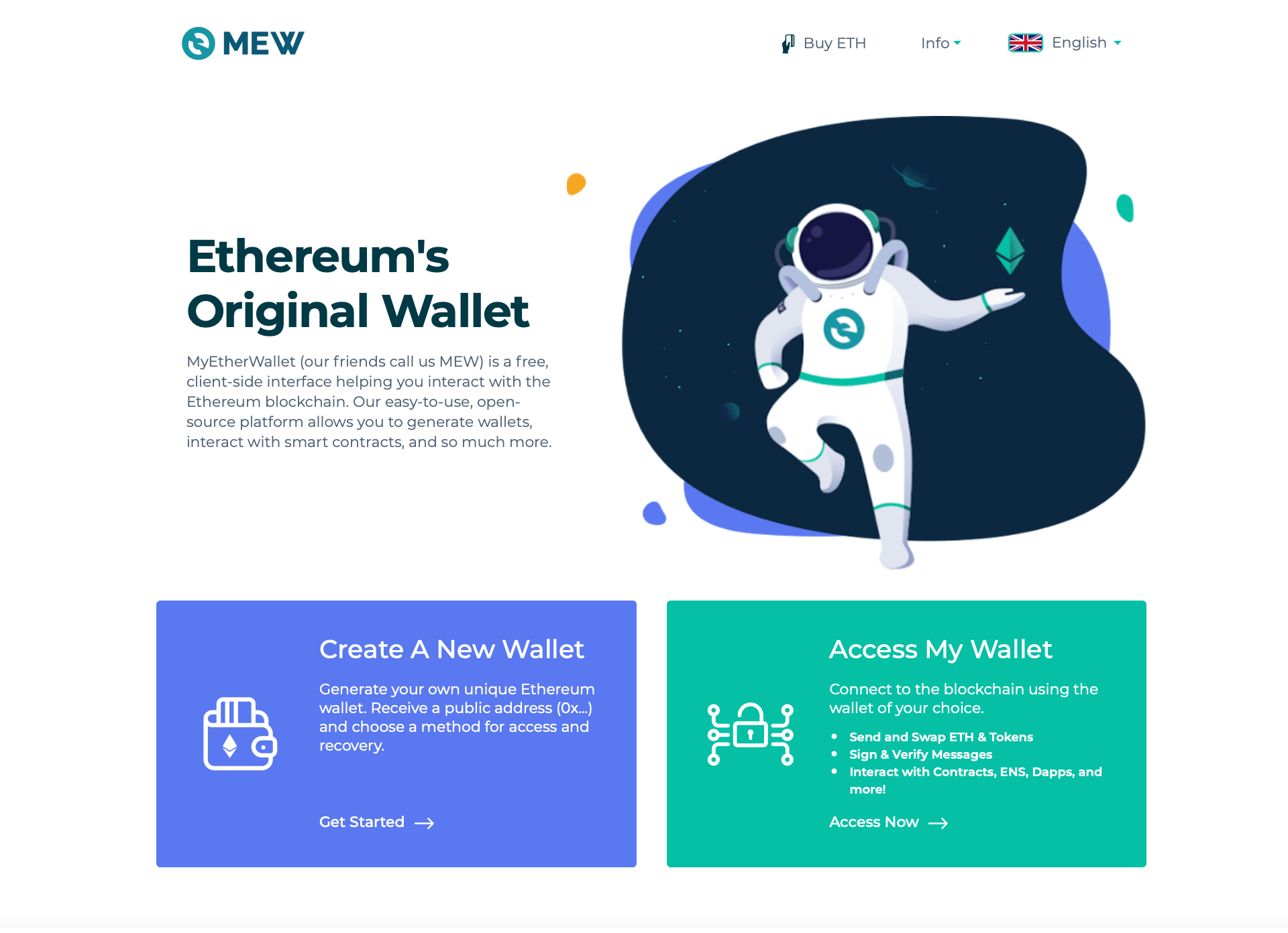 MEW web homepage